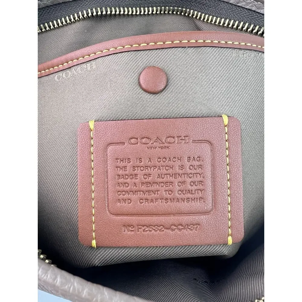 Coach Cary Crossbody Bag Pebbled Finish Dark Stone Gold Hardware Zip Strap CC437